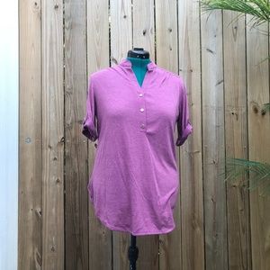 Dusty Mauve tab sleeve henley tee